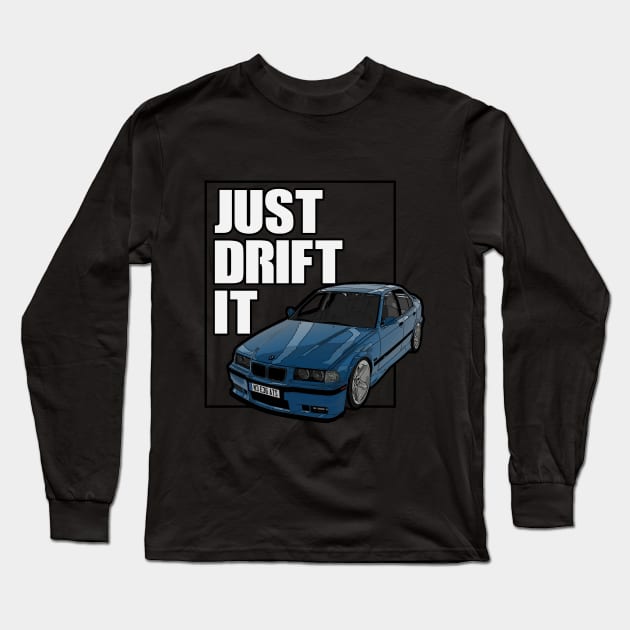 BMW e36 sedan Drift Long Sleeve T-Shirt by JDMzone